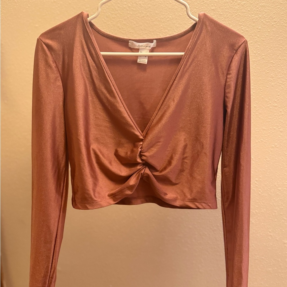 Fashion Nova Copper Long Sleeve Blouse